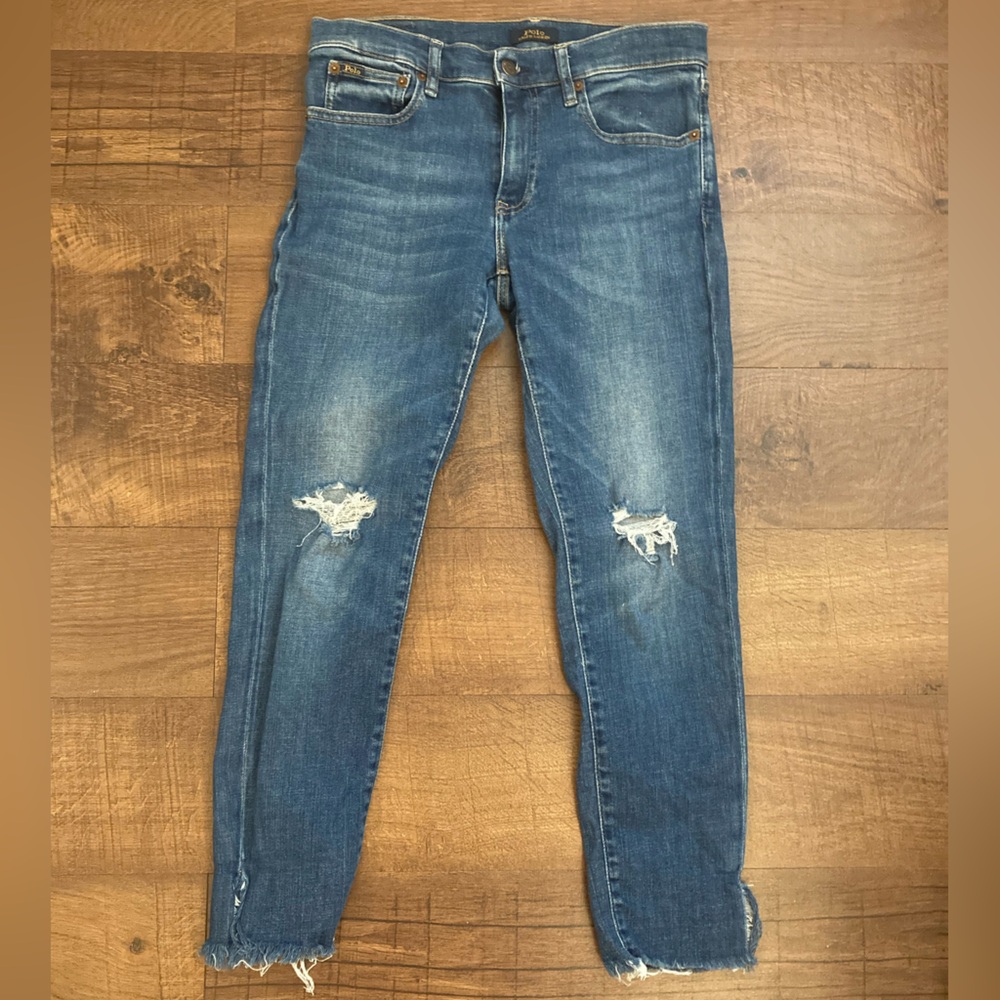 Polo Ralph Lauren ‘The Tompkins’ Skinny Crop Jeans Distressed Women’s 28